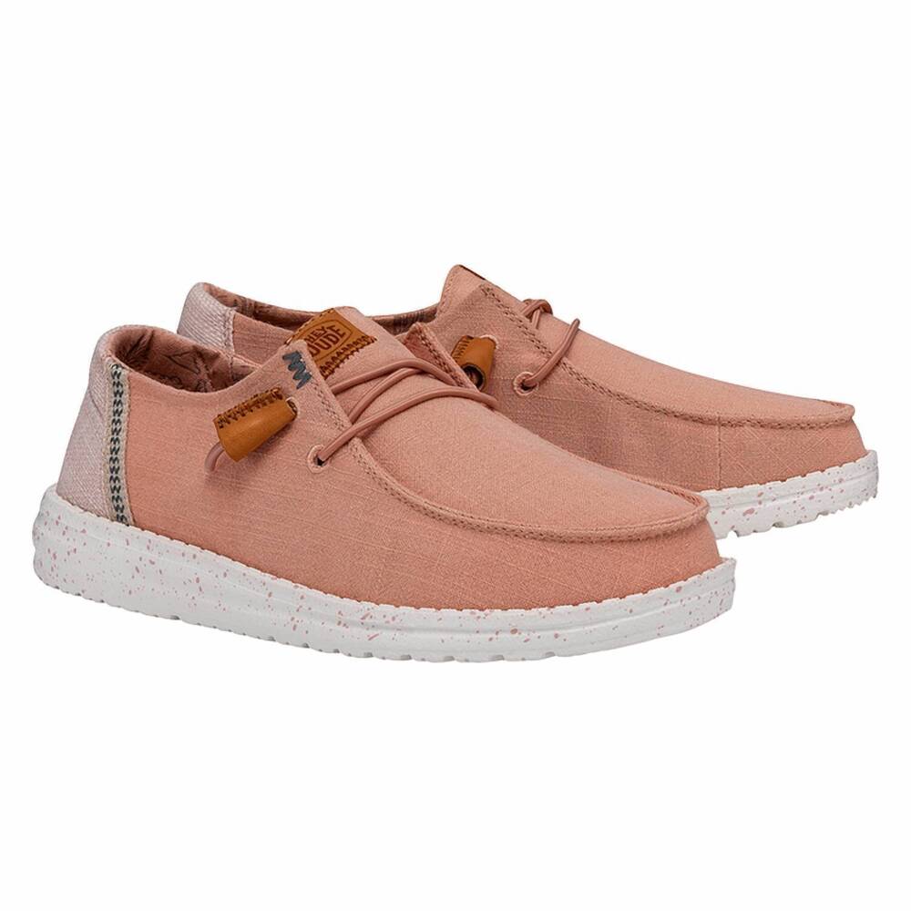 NEW HEY DUDE women's wendy washed canvas shoe in rose cloud